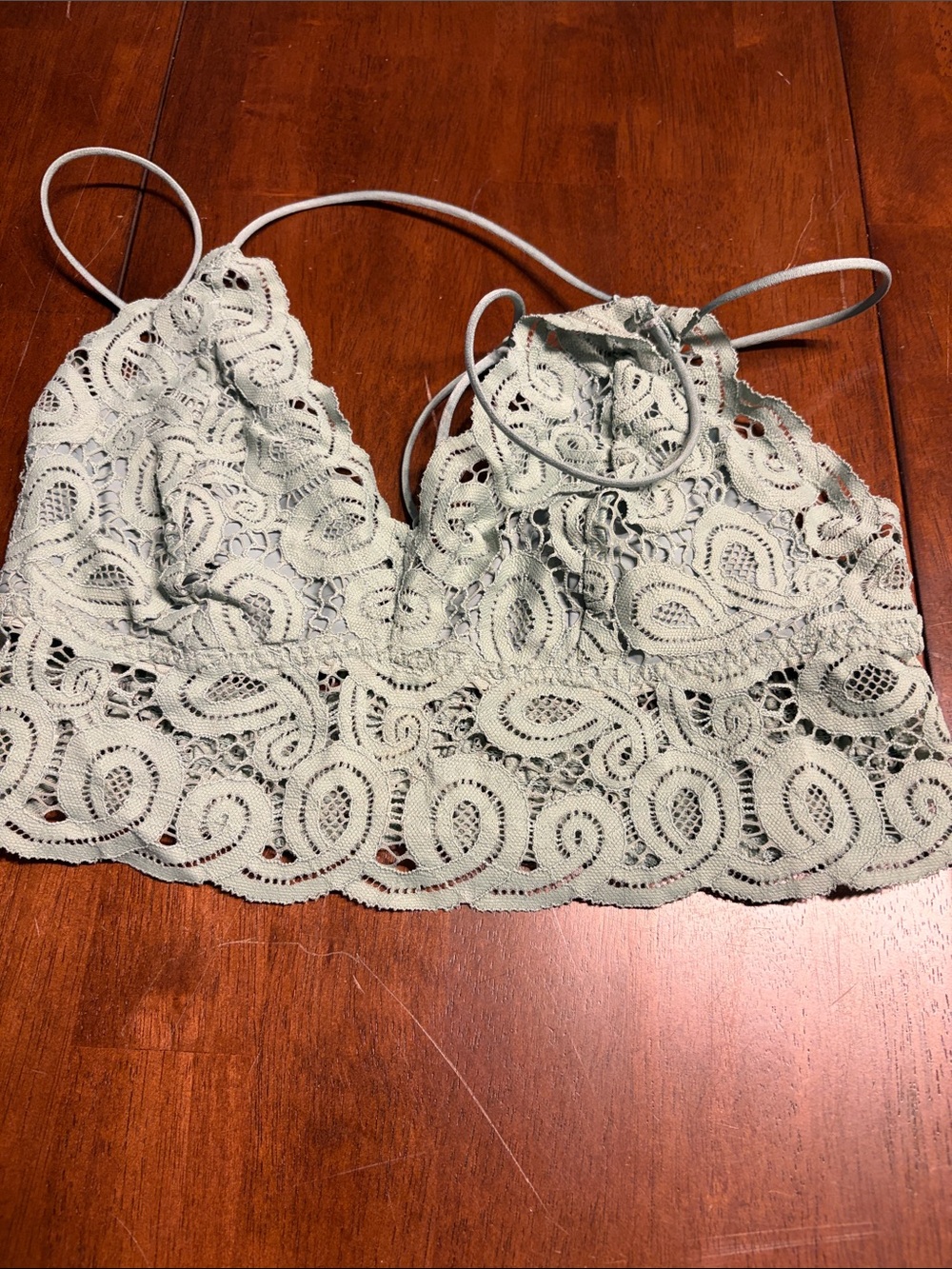PINK Victoria's Secret Sage Green Lace Bandeau Bralette